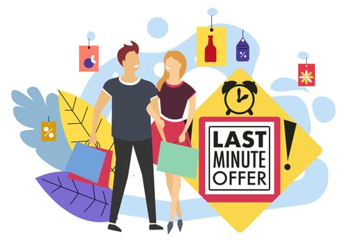 Last minute offer, promotion and sales in shop