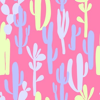 Vector seamless pattern with cactus silhouettes