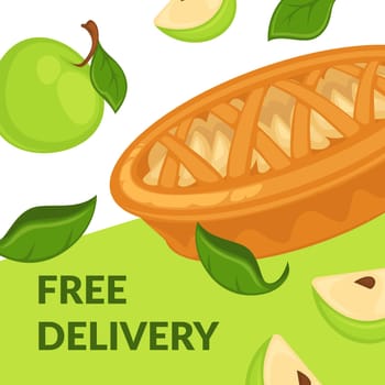 Free delivery on apple desserts, pie with slices