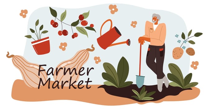 Farmer market, agriculture and farming selling