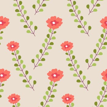 Blooming flowers with stems and foliage vector