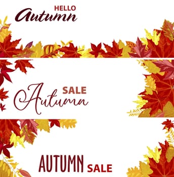 Hello autumn, sale and discounts website banners