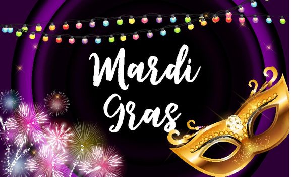 Mardi Gras Party Mask Holiday Poster Background. Vector Illustration