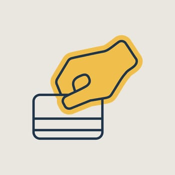Hand swipe credit card during purchase icon