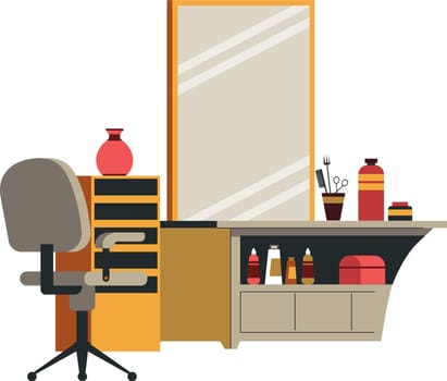 Barbershop interior design, workplace with mirror