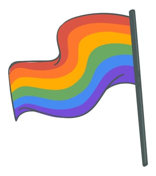 Rainbow colorful flag on pole, lgbt pride support