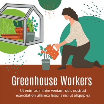 Greenhouse workers, agriculture and gardening