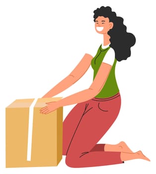 Woman packing or unpacking personal belongings