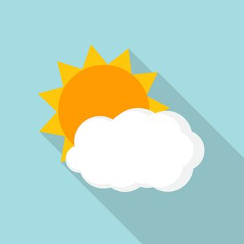 Weather Icons with Sun and Cloud in Flat Style with Long Shadows