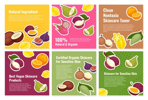 Skincare with natural ingredient set, vector illustration.