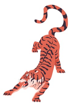 Bengal tiger ready to attack or hunt pose vector