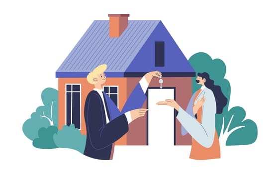 Buying own property, woman with keys to house
