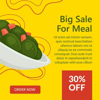 Big sale for meal, discounts and price reduction