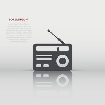 Radio icon in flat style. Fm broadcast vector illustration on white isolated background. Radiocast business concept.