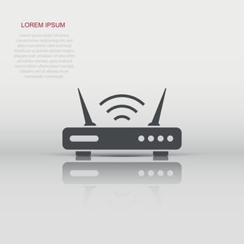 Wifi router icon in flat style. Broadband vector illustration on white isolated background. Internet connection business concept.