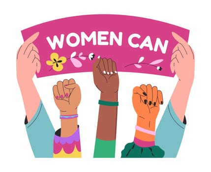 Women can, feminism movement supporters vector