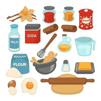 Cooking and baking ingredients, flour and eggs