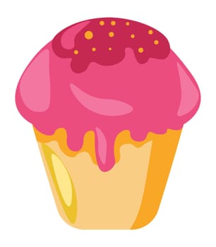 Cupcake with topping of raspberry cream vector