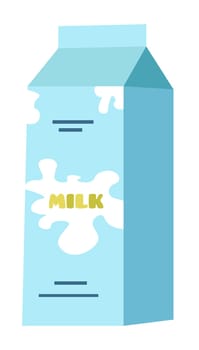 Milk in package, dairy product in shop or store