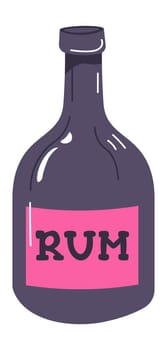 Bottle of rum, alcoholic beverage symbol of pirate