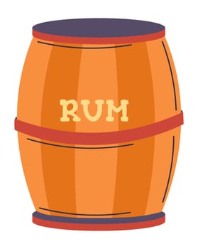 Rum alcoholic beverage preserved in wooden barrel