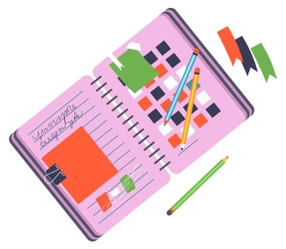 Diary or personal journal with writing vector