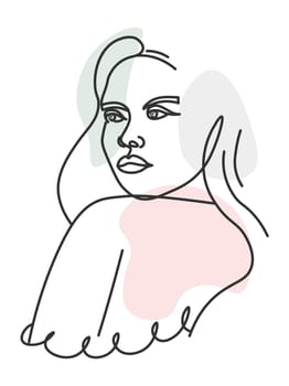 Feminine lady minimalist art line portrait vector