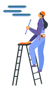 Electrician woman working fixing and maintenance