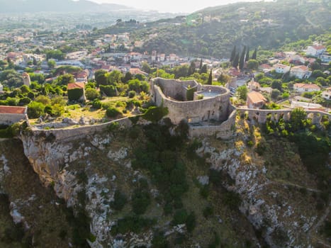 Stari Bar - ruined medieval city on Adriatic coast, Unesco World Heritage Site in Montenegro Aerial view