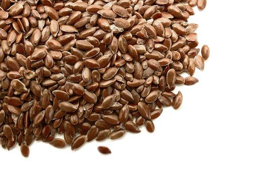 Flax seeds or linseeds isolated on white background. Flaxseed or linseed concept.