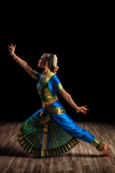 Beautiful woman dancer of Indian classical dance Bharatanatyam