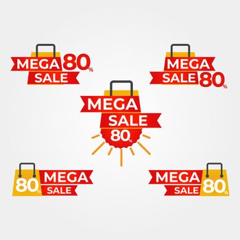 mega sale badges collection. shopping bag with mega sale badges