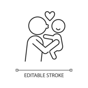 Kissing child on cheek linear icon