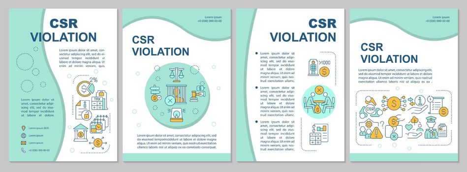 Corporate social responsibility violation blue brochure template