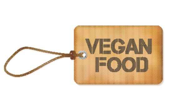 Vegan Food Old Paper Grunge Label Vector Illustration