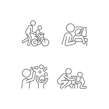 Good parenting linear icons set