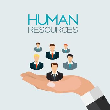 Human Resources Concept Flat Design. Vector Illustration