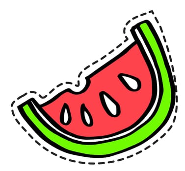 Watermelon slice, ripe fruit with seeds sticker