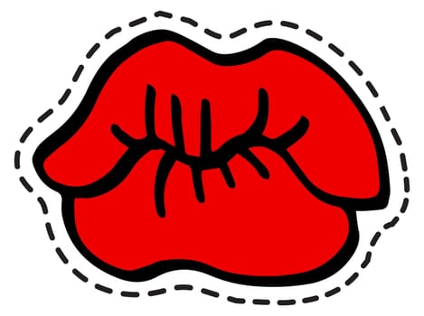 Kissing lips with red lipstick, romantic sticker