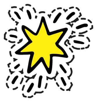 Shooting star sticker or icon, celestial body