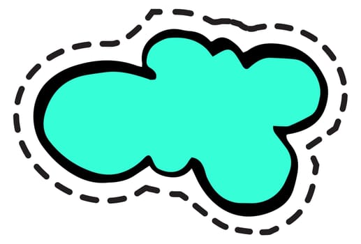 Summer or spring cloud fluffy mass of atmosphere. Weather and meteorology, blue shapeless form of air. Communication in web. Sticker or patch, isolated icon, logotype or emblem. Vector in flat style