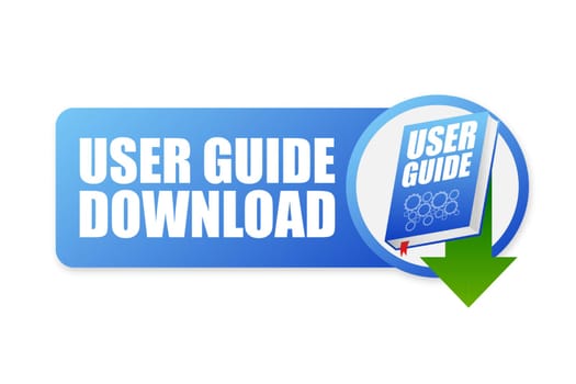 User guide Books download icon. Textbook with bookmark. Diary or notebook. Vector illustration.