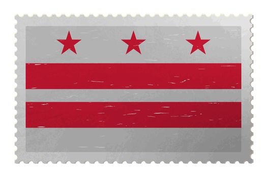 District of Columbia US - Washington, D.C. flag on old postage stamp, vector
