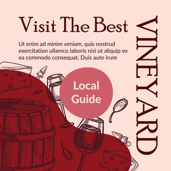 Visit best vineyard, local guide banner vector