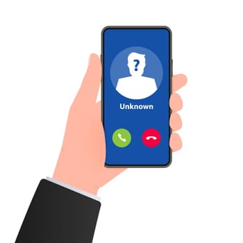 Unknown caller. Scam phone call. Vector illustration.