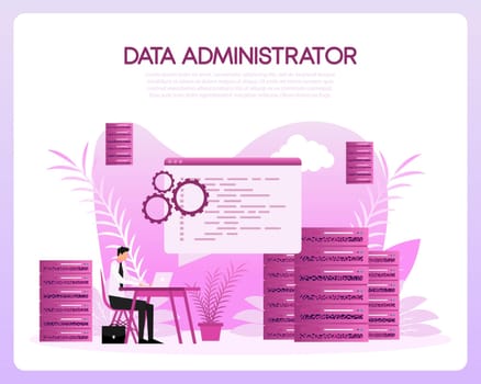 Data administrator people, great design for any purposes. Finance isometric. File management.