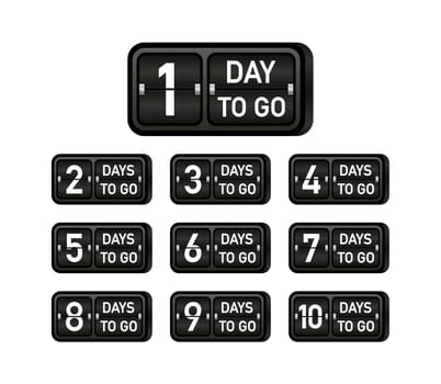 Set Days To Go Badges. Countdown badges. Product limited promo. Day only stock