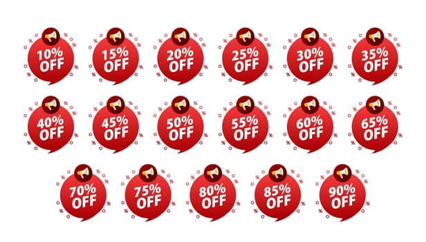 Valuable Discount labels. Special offer price sign. Percent off price.