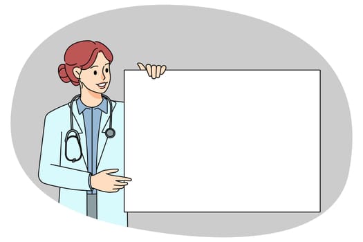 Female doctor show mockup placard