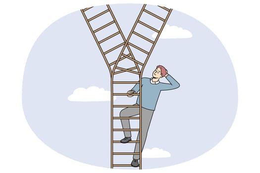 Businessman on ladder make path decision